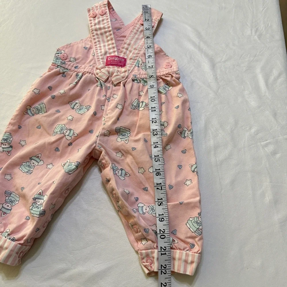 Vintage‎ OshKosh B'Gosh Vestbak Pink Bunny Sailor Romper 18M Overalls Bubble USA